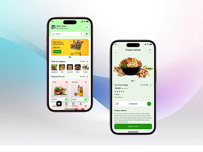 Grocery App ai app cart ui checkout flow ecommarce food grocery app ios minimal design mobileapp modern ui offer benner online shopping product design product page retail app shopping app smart buy super shop ui design uiux
