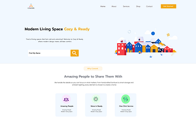 Modern Co-Living Website UI – Cozy & Ready Design in Figma design graphic design illustration ui uiux design trends website wix