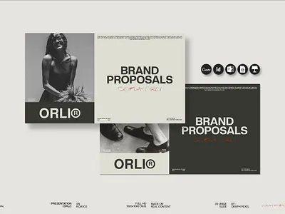 ORLI | Brand Proposal Presentation Template brand manual brand proposal brand strategy branding creative market graphic design graphics design instagram post latest logo minimal modern motion graphics powerpoint presentation project proposal proposal simple social media ui