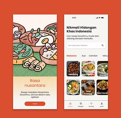 Day 40"Rasa Nusantara – Indonesian Food Recipe App UI" daily daily ui dailyui ui uichallenge