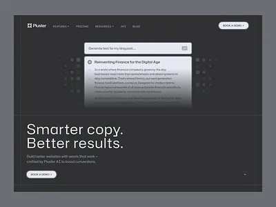 Pluster – UI Design ai dark design flat grey hero hero section minimal minimalism minimalist saas section tech text ui web design website writing