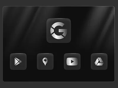 Monochrome Google Apps Icon Set – Sleek & Minimalist blacktheme