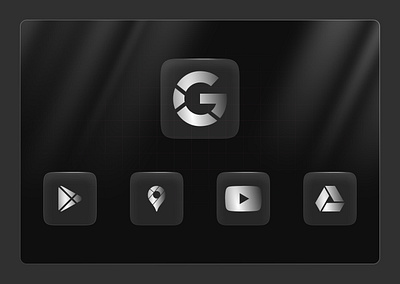 Monochrome Google Apps Icon Set – Sleek & Minimalist blacktheme
