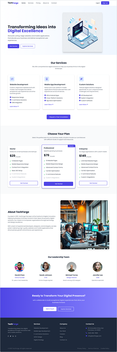 TechForge - website and application development - web design dashboardui highfidelity saas techstartup uidesign uxpilot webdesign
