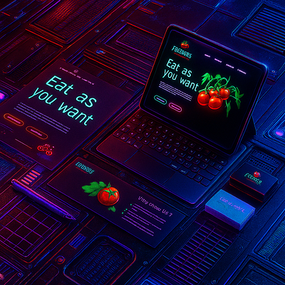 Cyberpunk Tomato Branding – Freshers UI Mockup