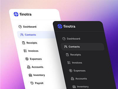 Fintora – Light & Dark Mode Navigation UI application components crm dashboardui design elements menu navbar navigation saas table ui ux webapp