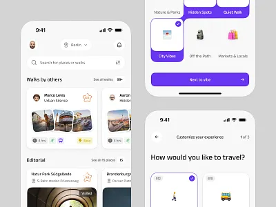 Walkguide app—UI concept accessibility app clean concept design figma interaction interface map minimalistic mobile planner product route travel ui ux walking