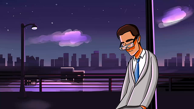 Early Bus Animation Loop animation background design character design framebyframe graphic design lofi animation