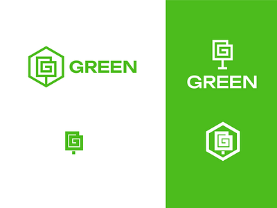 Green branding design eco g geometric graphic design green line logo monogram tree vector