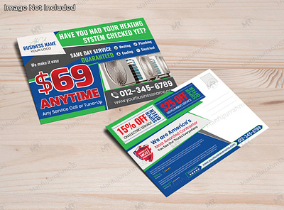 HVAC and Plumbing Services Postcard Design hvac repair postcard