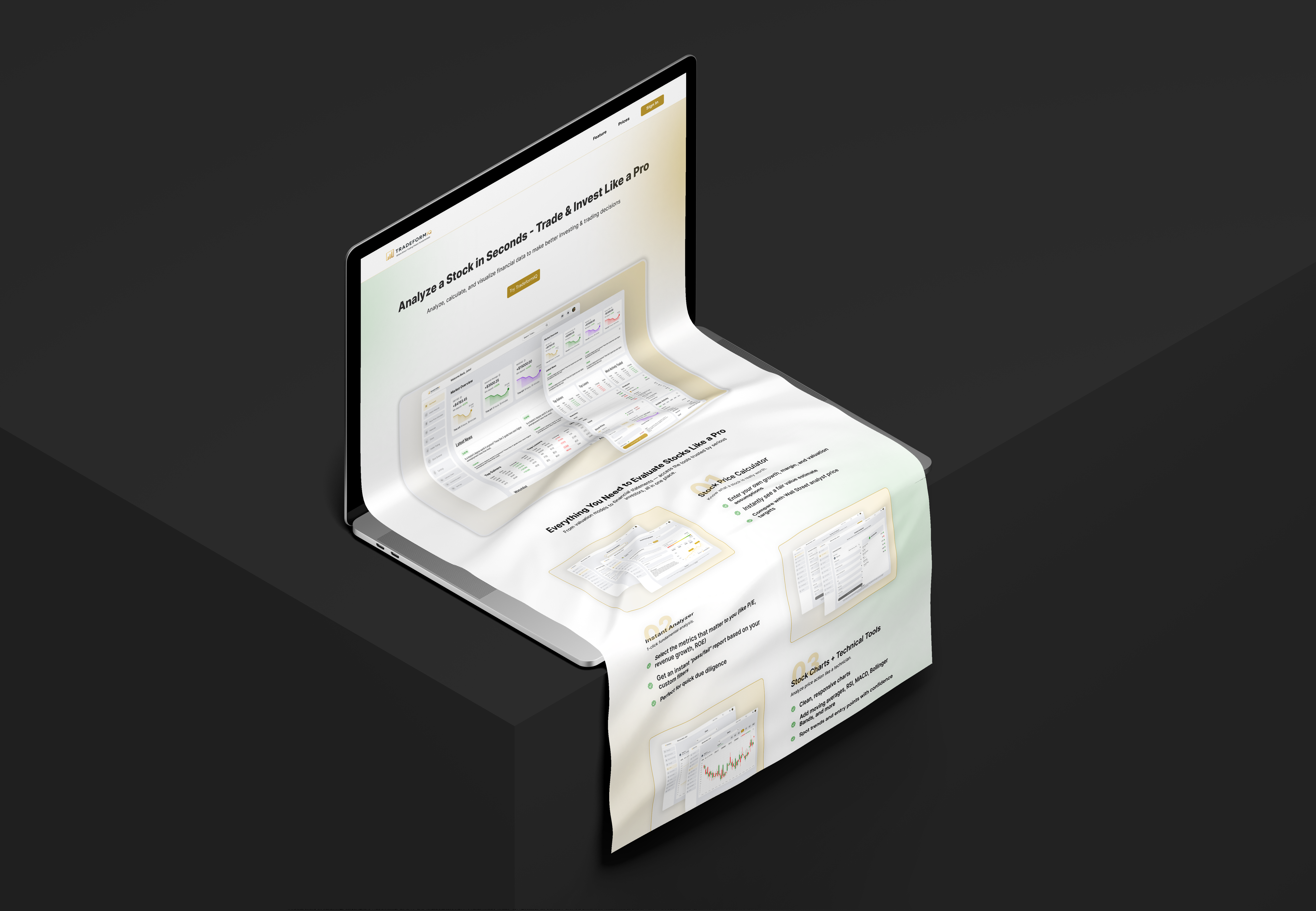 🎯 TradeformIQ – Smart Investment Platform analyzer b2b branding dashboard earning landing page mobile screen mockup moinul islam rehan moinul rehan rehan stock marker stock price calculator stock screener trend ui design ux web website