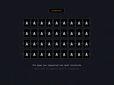 Split Flap Animated 404 Error Page 404 404 page animation design error page ui web web design web development website