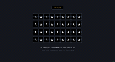 Split Flap Animated 404 Error Page 404 404 page animation design error page ui web web design web development website