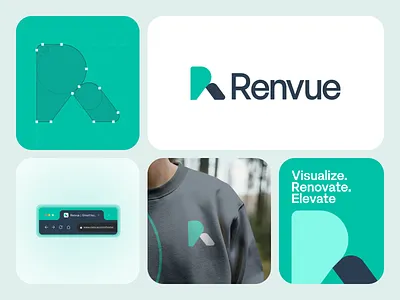 Renvue - Logo Branding app logo icon bento grid presentation branding color palette creative branding design system graphic design home tech interior platform letter r monogram logo logo logo design logo designer real estate branding renovation logo saas platform smart home startup branding tech logo visual identity