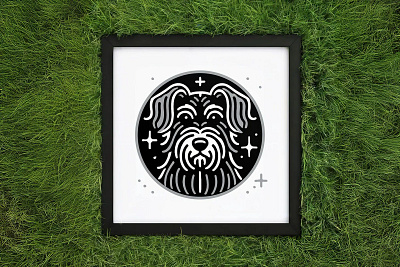 RUFF: One-of-a-Kind Pet Portraits badge brand branding design dog illustration logo ruff