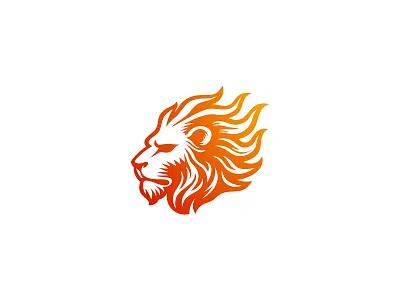 Flaming strong lion logo animal character energy fierce fire fire lion flame illustration lion minimalist modern design orange powerful red strong vector art wild