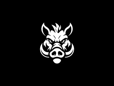 Monochrome wild boar logo animal beast boar bold character creative design fierce illustration logo minimalist design modern design monochrome pig tusks unique vector vector art wild