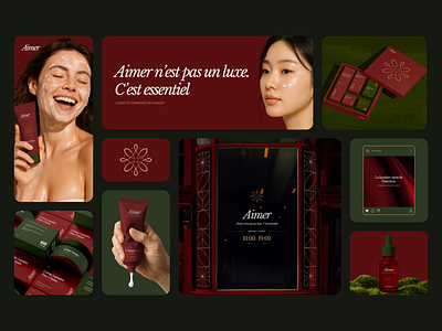 Aimer Cosmetics Beauty Brand Identity beauty packaging design brand identity brand sign branding business cosmetics cosmetics branding cosmetics product design graphic design identity logo logo design logotype marketing packaging skincare skincare logo smm startup ui