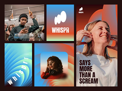 Whispr : Podcast Platform - Visual Identity animation brand book brand guidelines brand identity branding content creator gradient graphic design graphic element identity design layout logo motion graphics pattern podcast social media platform streaming platform typography visual identity