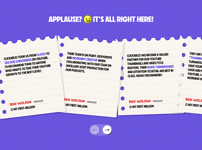 Neobrutalist Testimonial Section Exploration cartoon colorful illustration landing page neobrutalism product design ui web