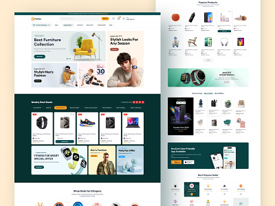 Modern Ecommerce Website UI/UX Concept | Fashion & Retail Shop ecommerce ecommerce dashboard web ecommerce ui kit fashion store web gadget shop ui homepage ui design multi category ecommerce online shopping web ui online store ux product card ui product grid design retail store ui shop landing page ui design web design