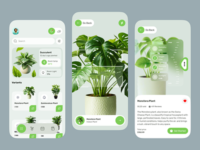 Leafly | Plant Shop E‑Commerce Mobile App botanical app eco store ux e‑commerce garden shop gardening app ui green shop app minimal mobile mobile app nursery app online plant plant app plant market plant shop plant shopping app plant store