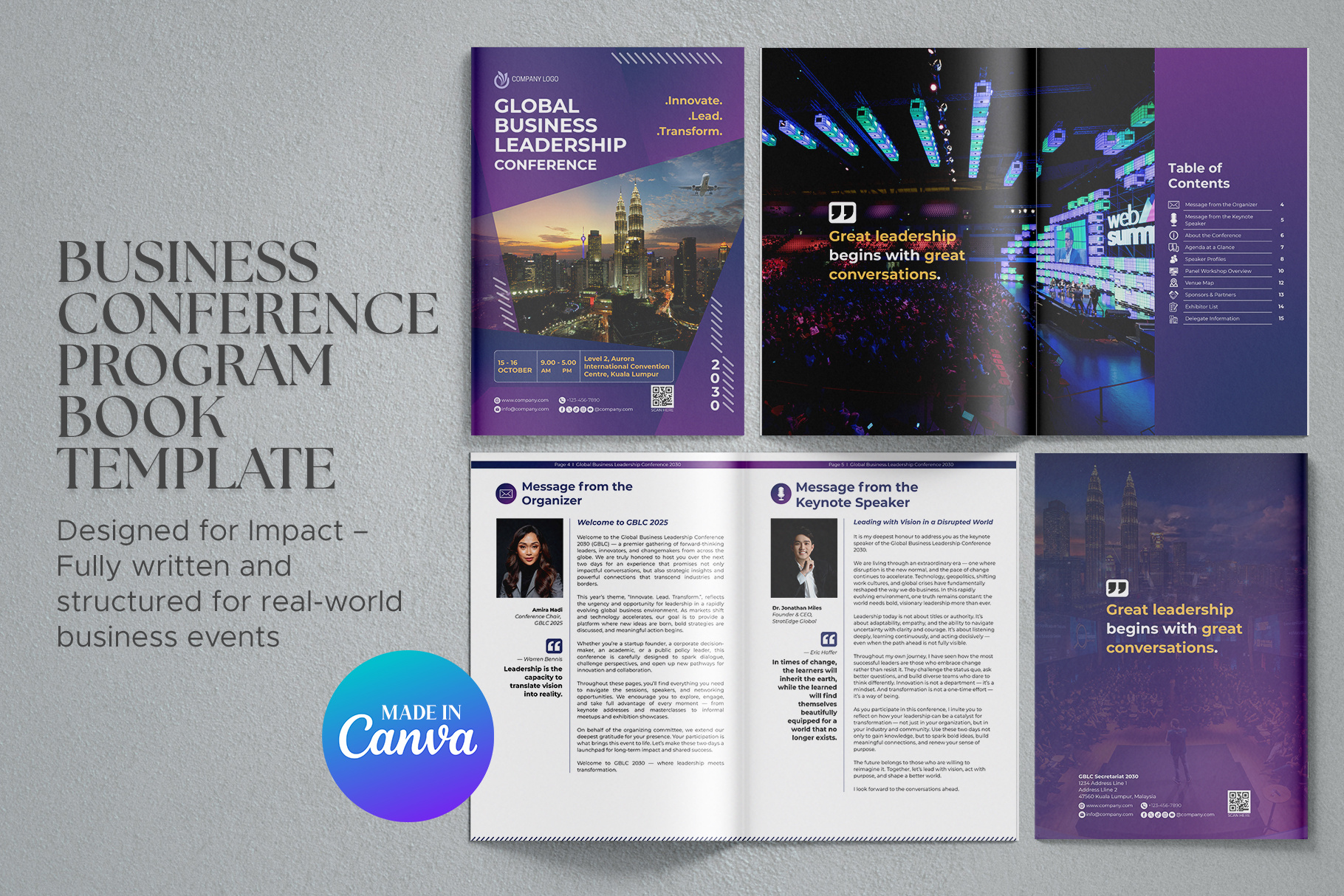 Business Conference Program Book brochure business business template canva template conference book conference booklet graphic design magazine program book publication template