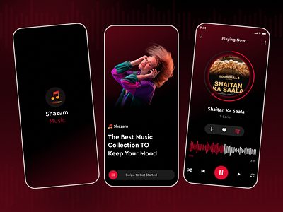 Music-Shazam Mobile App UI amazing ui animation identify song interaction design mobile mobile app music music app music app design music player music player app playlist playlist app premium mobile app shazam spotify spotify app ui ui animation ui interaction