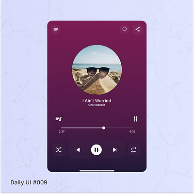 Daily UI 009 - Music Player app dailyui dailyui01 dailyuichallenge design musicplayer ui ux