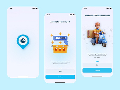 Onboarding Screen - Package Tracker App android app design app interaction app screen design delivery delivery app minimal design mobile app onboarding package tracker parcel splash screen track ui uiux user onboarding ux welcome screen