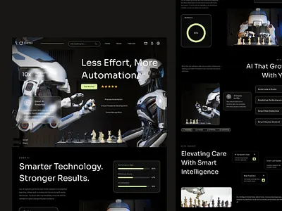 Artificial Intelligence Dark Futuristic Landing Page Design ai ai voice artificial intelligence chat gpt design home page landing page machine learning siri tech technology ui ux web web design website website design