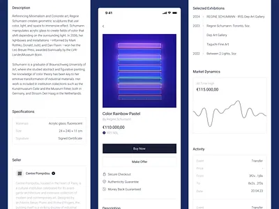 Evero Mobile App - Art Details app design art details blockchain design luxury goods marketplace marketplace design mobile app design nft nft marketplace phygital ui ui design ux ux design web 3.0