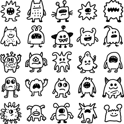 50 little monsters design illustration monster