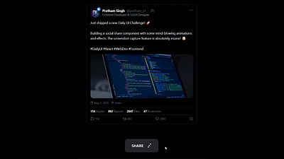 Social Share Button UI - Day 10 of Daily UI Challenge branding button design button style button styling button ui design frontend graphic design illustration logo share button style share button ui social share button ui ui design ui ux ui ux design vector web design