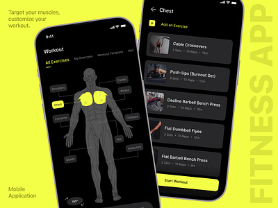 Fitness App app design clean dark mode design fitness app fitness tracker health app minimal mobile design ui uiux ux workout app