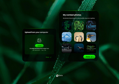 Gallery-Upload photo app app design contestgallery dailyui darkmode design designcomponents fileupload glassmorphism interfaceinspiration photosubmission ui uicomponent uidesign uiux ux uxdesign