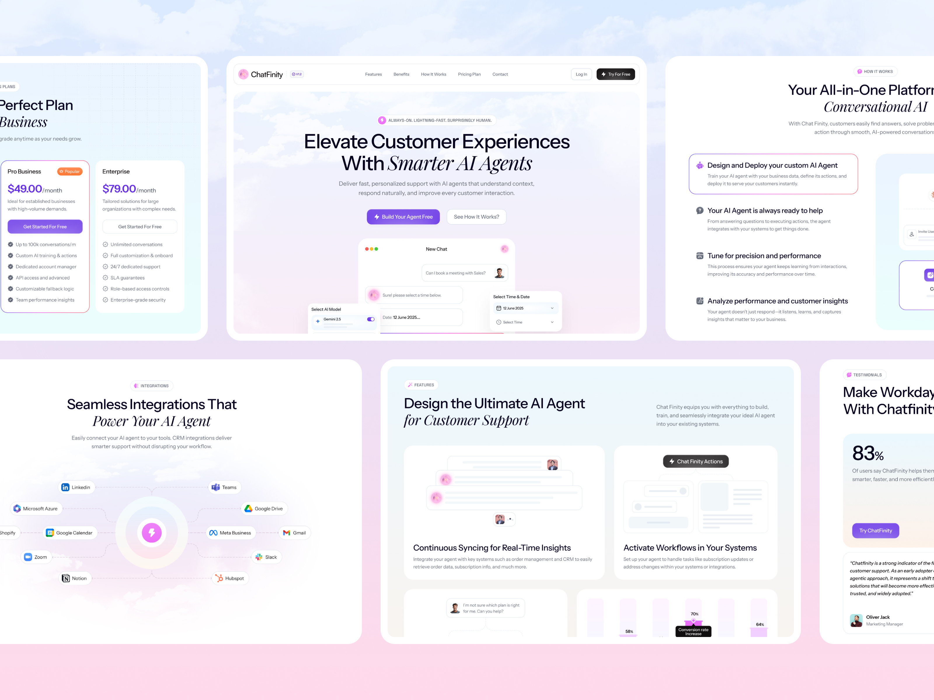 Example of ChatFinity - AI Agent SaaS Landing Page