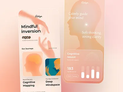 Explorations for Robyn V2 app branding elegant gradient illustration iphone mental premium ui user interface