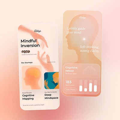 Explorations for Robyn V2 app branding elegant gradient illustration iphone mental premium ui user interface