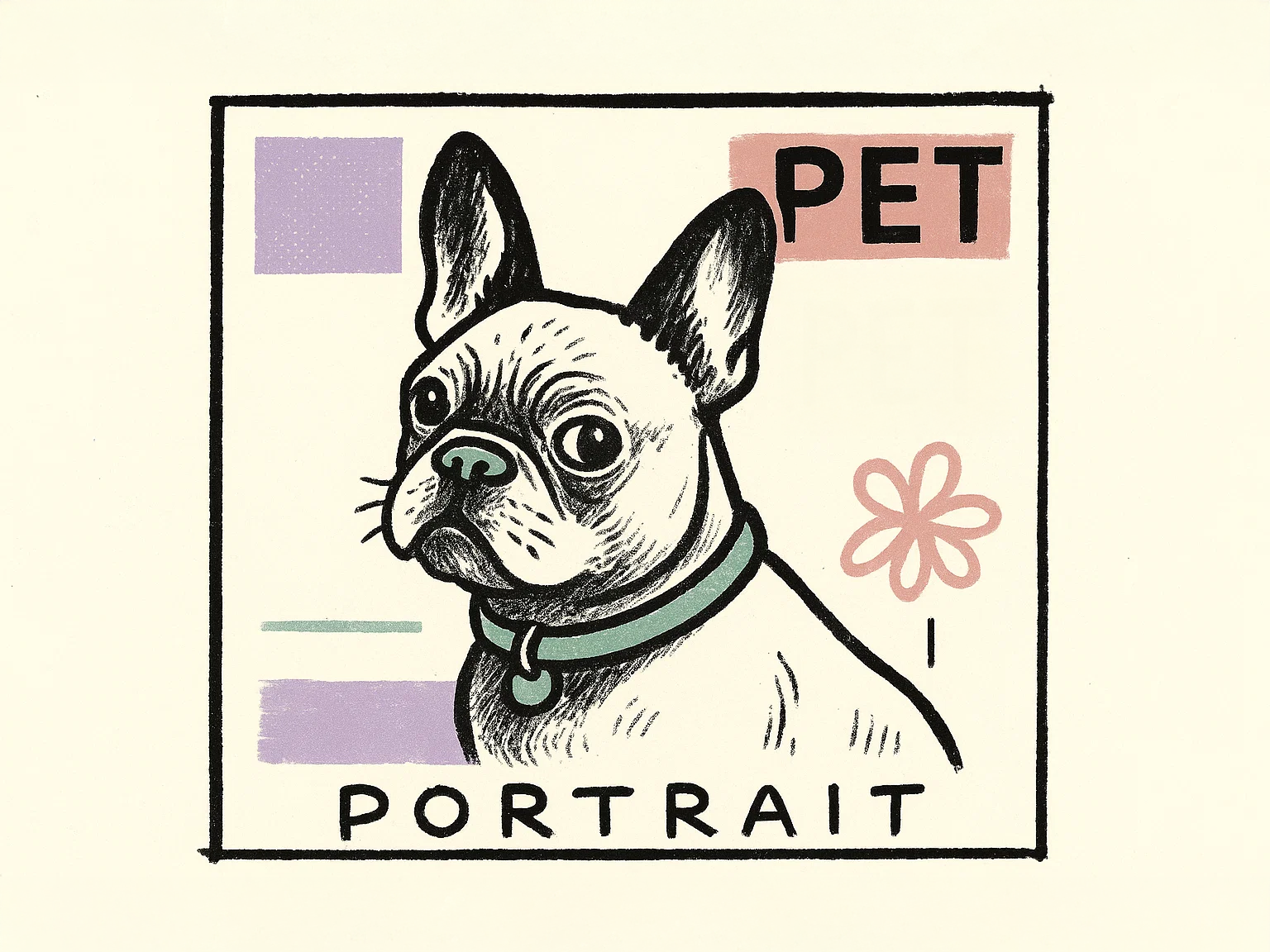 Example of Custom Pet Portrait Dog Cat Illustration
