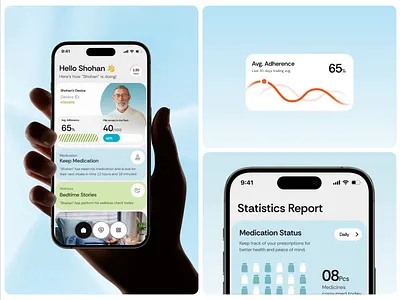 Healthcare Monitoring App animation app app design app interface health health app health care healthcare monitoring app ios app design medical medication app medication tracker app medicine mobile mobile app mobile app design mobile app design agency modern app ui pharma app product design