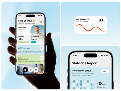 Healthcare Monitoring App animation app app design app interface health health app health care ios app design medical medication app medication tracker app medicine mobile mobile app mobile app design mobile app design agency modern app ui pharma app product design web design