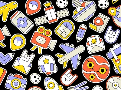 Natalie's Pattern ✨ airplane armenia armenian designer armenian illustrator artwork camera design graphic design illustration lineart pattern pattern design pencil ramen sticker vector vector graphics