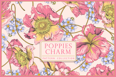 Pattern collection "Poppies charm" art decor design fabrics floral flowers graphic design home decor illustration interior pattern print wallpaper