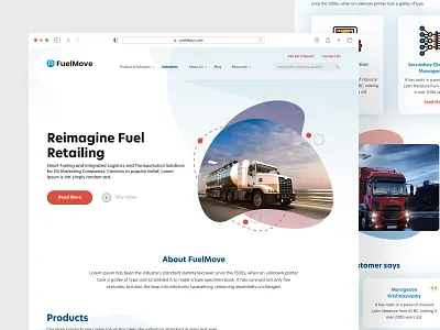 FuelMove – Fuel Retailing Web UI b2bdesign boldvisuals cleandesign corporateui fuelretailui industryux landingpage logisticsux moderninterface productwebsite responsiveweb transportationui ui webdesign