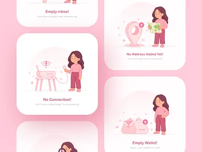 Empty states with Lili🌸 branding creative cute empty empty state figma figma file free icon icon pack illustration illustration pack pink state ui uiux user interface ux vector