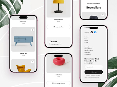 Furniture store design ecommerce footer furniture store interface ui design ux design web design
