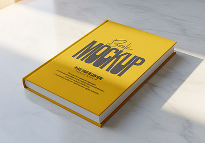 Minimal Hardcover Book Mockup on Marble Surface