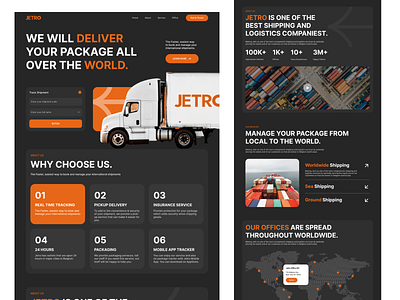 Jetro - Global Parcel Delivery Service branding deliveryapp deliveryservice design designinspiration figmadesign globaldelivery graphic design illustration logisticsdesign logo typography ui ux uxui vector webdesign