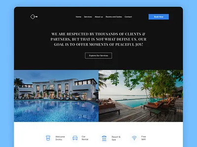 Skyline - Hotel Website Redesign Project. blackandblue branding dailyui figma graphic design homepage hotel landing redesign servicedesign ui uiux userexperience ux viraldesign